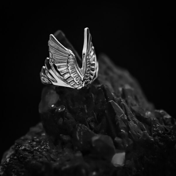 pánský unisex stříbrný prsten křídla los angeles
