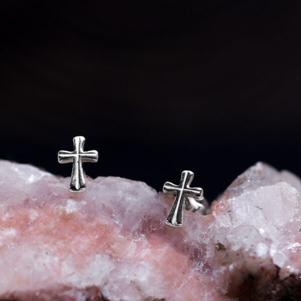 Stříbrné náušnice Dainty cross - Image 3