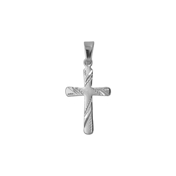 stříbrný přívěsek křížek s rytinou